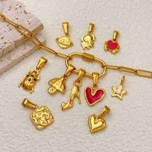 Custom Bracelet Necklace Fine Jewelry Pendants Charms Stainless Steel Flower Heart DIY Charm Bar Non Tarnish Fashion Accessories
