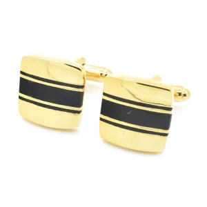 Custom Brand Gold Plated Black Enamel Cufflinks Fashion Jewelry Men’s Suit Shirt Tuxedo Party Business Dress Tie Clip Gift