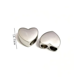 Custom CNC Lathe Machined Heart Shape Metal Keychain Accessories Custom Stainless Steel Heart Bead Spacer Charm For Bag Key