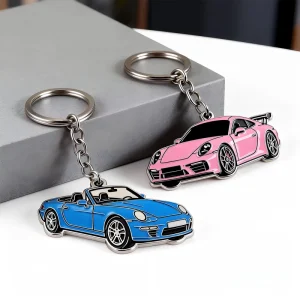 Custom Cars Metal Keychain Soft Enamel Metal Crafts Zinc Alloy Gold Silver Plated UV Printing Key Ring For Business