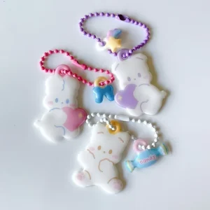 Custom Cartoon Anime Style PVC Keychain Puffy Squishy Charm with UV Printing Cute Unique Metal Plastic Material