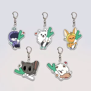 Custom Cartoon Green Onion Acrylic Keychain Pendant with UV Printing Fashionable Overseas Day Tour Souvenir