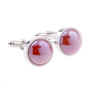 Custom Ceramic Pearl Elegant Stone Cufflinks Set Men’s Fashion Accessory Wedding Tuxedo Suit Shirt Trendy Jewelry Gift