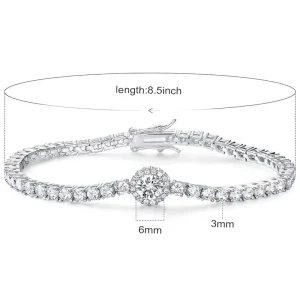 Custom Charm Luxury Fine Chain Copper 6mm Zirconia Diamond Tennis Chain Bracelet for Women
