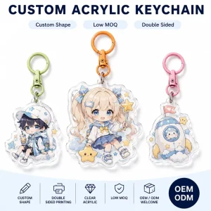 Custom Clear Acrylic Keychain Virgin Acrylic UV Printed OEM ODM for Anime Style Artwork Goods