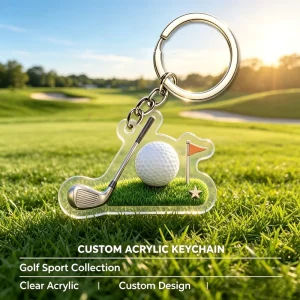 Custom Clear Acrylic Standee Keychain Personalized Transparent Desktop Decoration and Keyring Golf Keychain