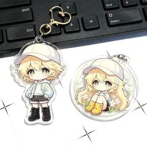 Custom Clear Double Sided Cute Anime Promotional Acrylic Keychain Low MOQ Free Sample Manufacture Phone Charm