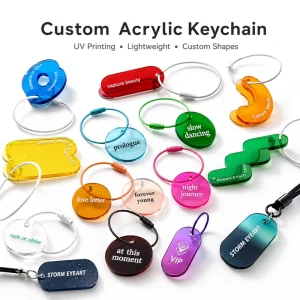 Custom Colorful Acrylic Keychain Personalized Logo Keychain Acrylic Key Ring Bag Keychain Luggage Keychain OEM
