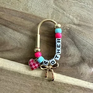 Custom Colorful Beaded Bag Charm Rhinestone Dice Heart Star Pendant Keychain Bag Pendant Keychain Fashion Charm Accessories