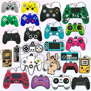 Custom Colorful Soft PVC Keychain Gamepad with Key Ring Personalized Custom Keychain logo Made for Boy Girl Rubber Keychain Bulk