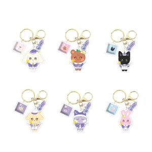 Custom Creative Cartoon UV Printed Acrylic Double-Sided Pendant Keychain DIY Accessories Fashionable Advertising Souvenir