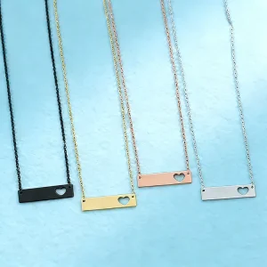 Custom Creative Geometric Rectangle Heart Blank Necklace Laser Family Gift Commemorative 18K Gold Plated