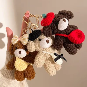 Custom Creative Soft Adorable Little Bear Plush Pendant Teddy Bear Bag Charm Keychain Options And Accessories