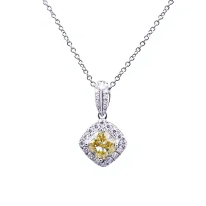 Custom Crushed Ice Collar Pendant Real Solid 14K Pure White Gold Yellow Moissanite Necklace for Women