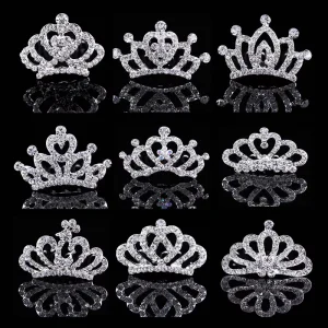 Custom Crystal Girls Princess Tiaras Costume Accessories Mini Rhinestone Tiaras and Crown With Comb
