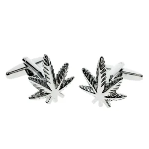 Custom Cufflinks Factory Custom Silver Leaf Shape Cufflinks for Mens Casual Suit Gift