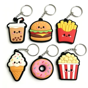 Custom Cute Cartoon PVC Keychain Promotion 2D 3D Souvenir Keyring Rubber Soft UV Printed Creative Design Waterproof Accessories