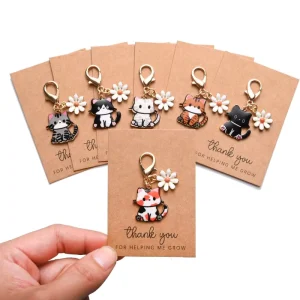 Custom Cute Cat Enamel Keychains Cartoon Animal Metal Key Ring Bag Charm Key Holder Gift Accessories for Girls