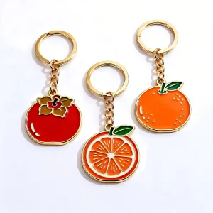 Custom Cute Dumpling Orange Zinc Alloy Keychain Soft Enamel Gold Plated Metal Key Rings
