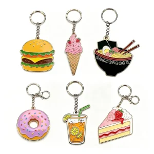 Custom Cute Metal Burger Keychain Zinc Alloy Keyring Foodie Gift Personalized Hamburger Bag Pendant Charm Accessory