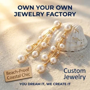 Custom Dangling Earrings for Women 18K Gold Plated Stainless Steel Jewelry Waterproof Pearl Earrings Custom