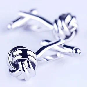 Custom Design Artwork Logo Knot Cuff Link for Wedding Party Silver Men Cufflink