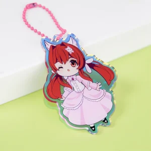Custom Design Glitter Epoxy Cute Acrylic Stand Phone Charm Hologram Acrylic Pin Gift Make Your Own Logo Shaker Keychains