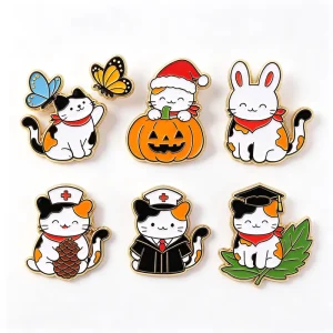 Custom Design Hard Soft Enamel Pins Lovely Cartoon Pet Cat Metal Brooches Multiple Styles for Jewelry Gift Accessories