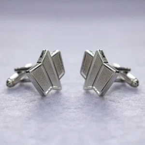 Custom Design High Quality Brass Die Casting Cufflinks with Silk Screen Printing Silver Plated Fashion Gift