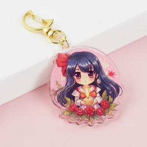 Custom Design Keychain Gifts Cute Clear Cartoon Anime Epoxy Finish Acrylic Keychain Gradient