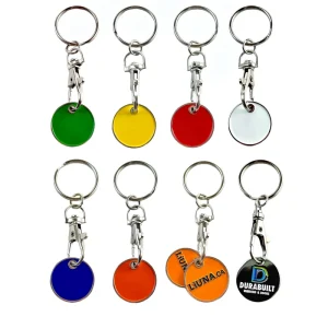 Custom Design Logo Metal Keyring Supermarket Shopping Cart Chip Trolley Token Coin Holder Keychain