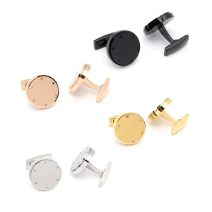 Custom Design Men Cufflinks Brushed Surface 4 Color Vacuum Plating Stainless Steel Cufflinks