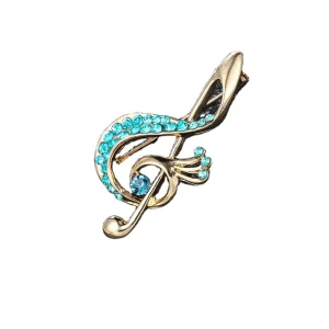 Custom Design Musical Notation Pink Rhinestone Brooches and Pins for Women