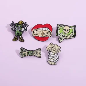 Custom Designed Funny Cartoon Angel Theme UV Printed Black Nickel Metal Lapel Brooches Soft Enamel Pins