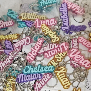 Custom Double Layer Colorful Acrylic Keychain Personalized Name Bag Charm Bulk