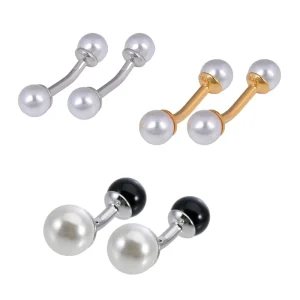 Custom Elegant Pearl Cufflinks Fashion Accessory for Men/Women Suit Shirt Wedding Tuxedo Party Trendy Jewelry Gift Set
