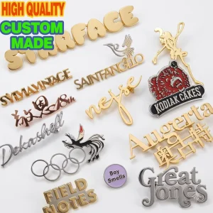 Custom Enamel Lapel Pins Personalized Script Logo Metal Badges 3D Bubble Letter Plated Gold Bulk Fashion Merch Bag Jackets
