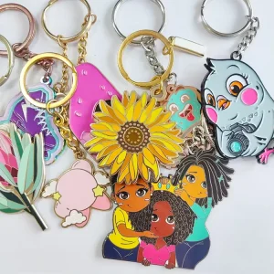 Custom Enamel Metal Keychains Cartoon Character Flower Animal Soft Hard Enamel Key Ring for Bag Backpack Charm