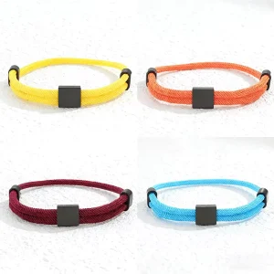 Custom Engravable Braided Rope Bracelet Adjustable Stainless Steel Charm for Men Women Daily Wear & Gift