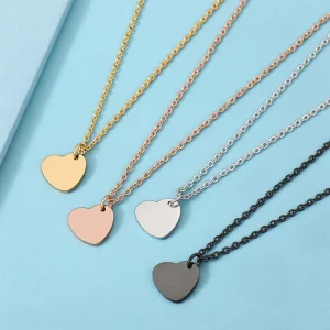 Custom Engravable Geometric Gold Plated Stainless Steel Necklace Dainty Cable Chain Pendant for Women Gift