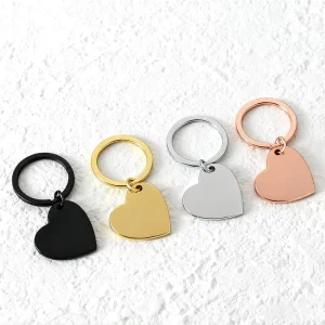 Custom Engravable Heart Stainless Steel Keychain Blank Charm for Personalized Gift & DIY Accessory
