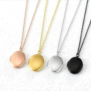 Custom Engravable Oval Locket Keychain Stainless Steel Openable Photo Charm for