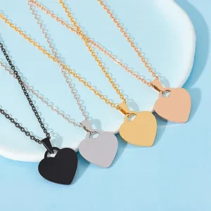 Custom Engraved Christian Heart Necklace Stainless Steel Link Pendant Gold Plated Anti Jewelry for Unisex