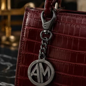 Custom Engraved Initial Circle Pendant Bag Tag Charm with Chain Gold Silver Finish for Handbag Custom Bag Tag