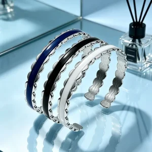 Custom Engraving Fashion Bracelets & Bangles Stainless Steel Enamel Bangle Factory Custom Logo Women Daily Jewelry