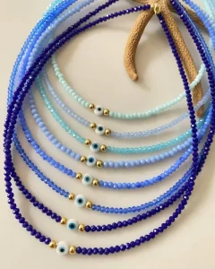 Custom Eye Beaded Necklace Artificial Crystal Colorful Necklace Fashion Jewelry for Women Colorful Bead Necklace Fashion Jewelry