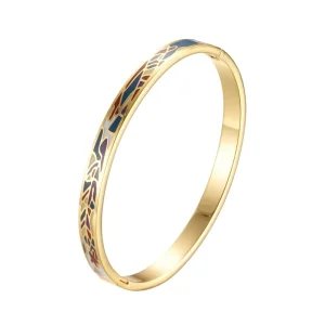 Custom Fashion Colorful Enamel Gold Plated Stainless Steel Bangle Women’s Jewelry Accessory