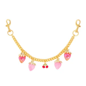Custom Fashion Fruit Strawberry Cherry Pendant Bag Charm Chain Gold Plated Handbag Purse Accessories Strap