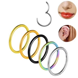 Custom Fashion G23 Titanium Classic Style Aperture PVD Hinged Segment Clicker Septum Nose Ring Body Piercing Jewelry