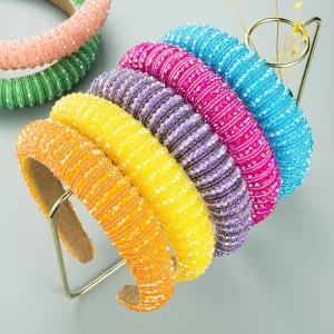 Custom Fashion Hair Accessories Rhinestone Diamond Hairband Luxury Crystal Beaded Bling Headband for Women